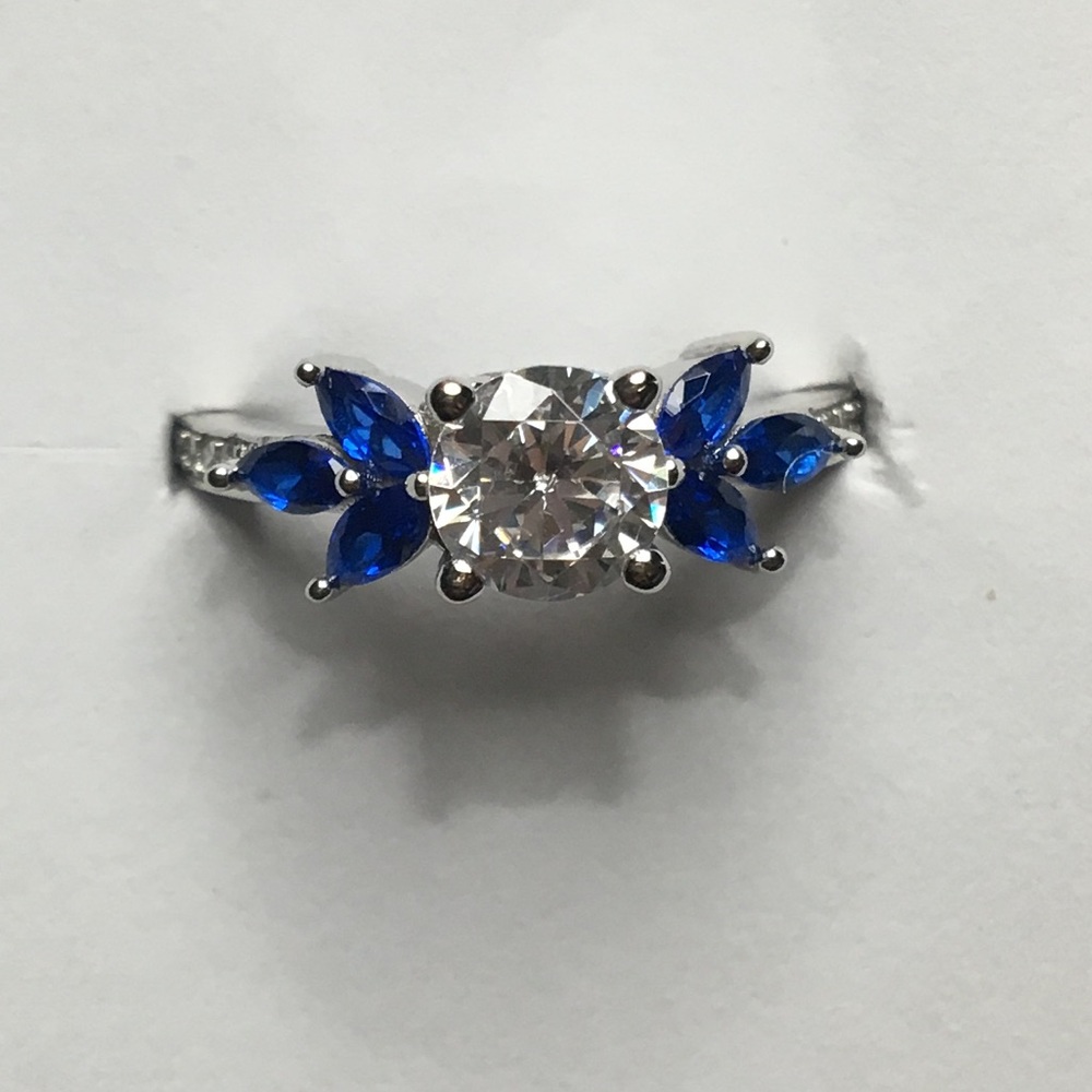 925 Sterling Silver Blue leaf ring